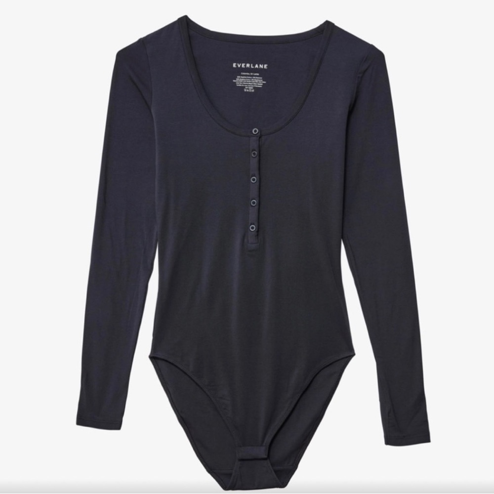 EVERLANE The Henley Bodysuit Black NWT